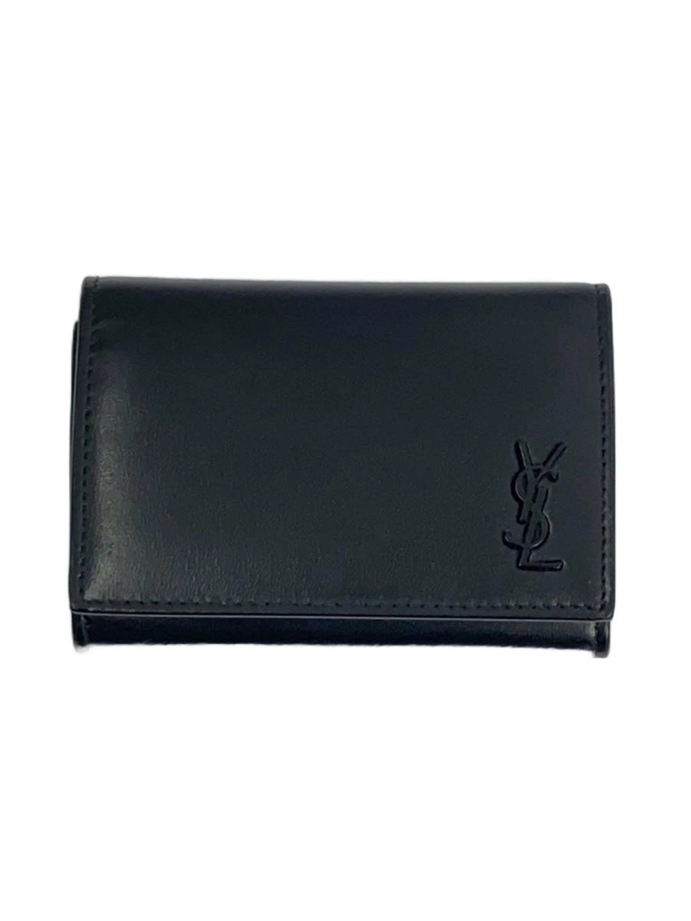 SAINT LAURENT Key Case Wallet Leather Black
